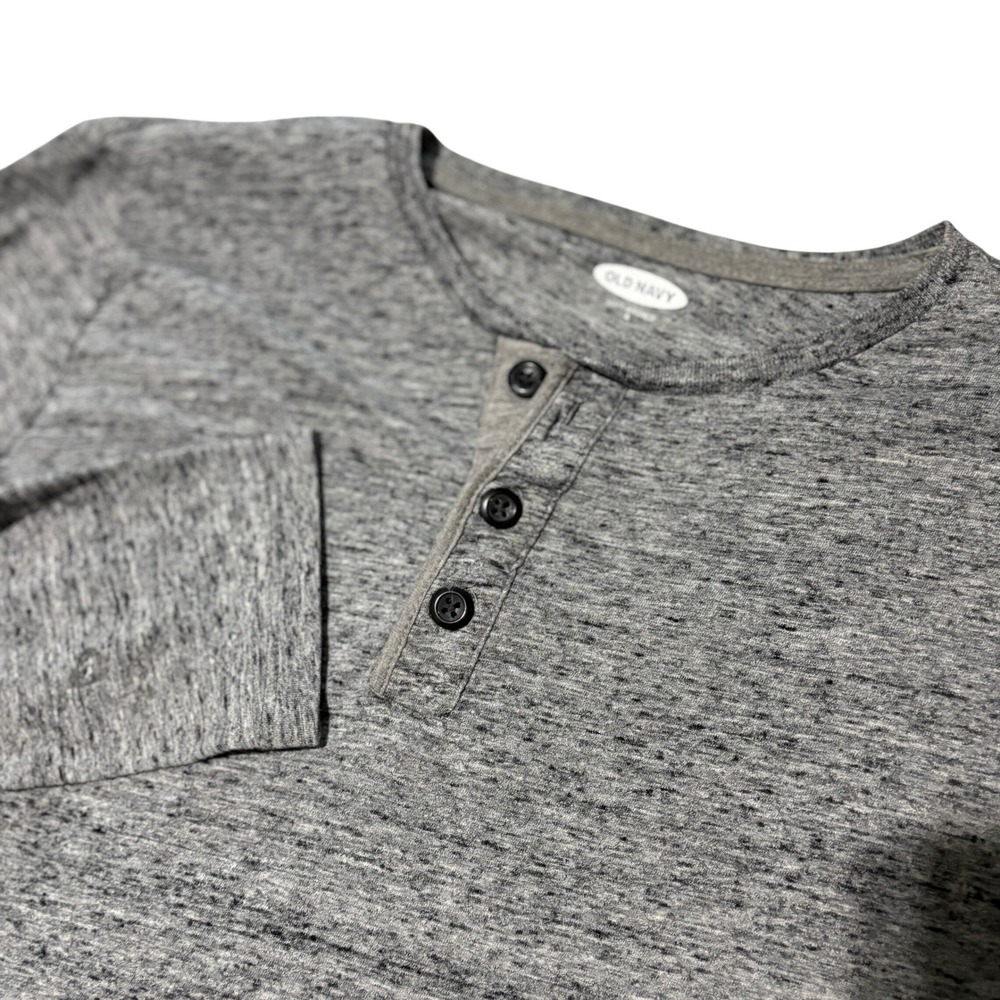 Old Navy Mens Soft-Washed Long Sleeve Henley Shirt Heather Gray Space Dye Small